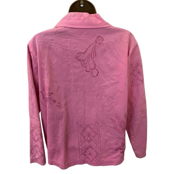 Vintage Y2K Draper’s & Damon’s Western Embroidered Button-Up Top Pink PM - Picture 2 of 5